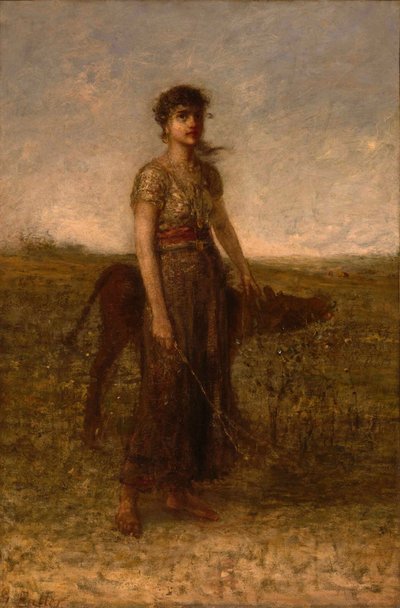 Ragazza e vitello (condotti attraverso i prati) da George Fuller